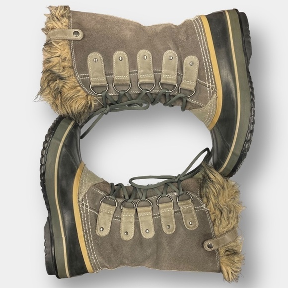 Sorel Joan of Artic Waterproof Winter Suede Rain Boots Quarry Black Sand Size 8 - Picture 3 of 9